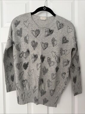 Kids' Gray Heart-Print Sweater Top